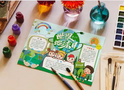 小清新卡通世界地球日绿色环保手抄报word模板下载绿色环保熊猫办公
