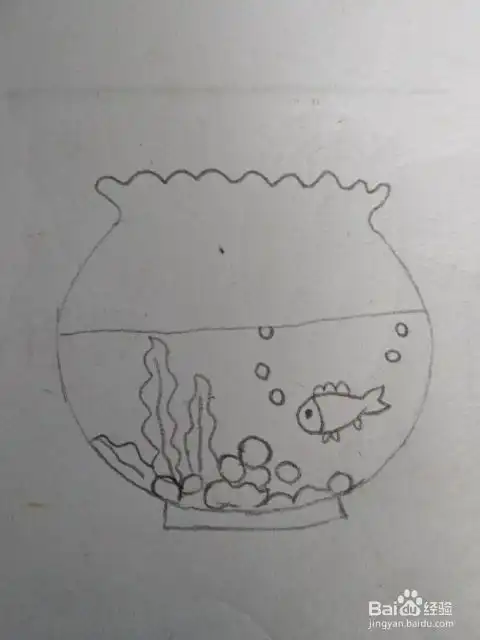 适合宝宝的简笔画亲子手工简笔小鱼缸的画法
