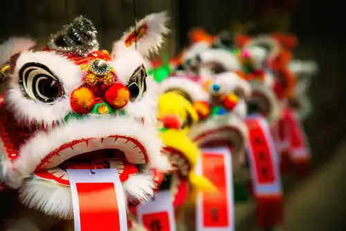 点击来源直接获取大图文件传统的彩色中国狮子,中国纸意味着好运元素舞狮2025春节素材
