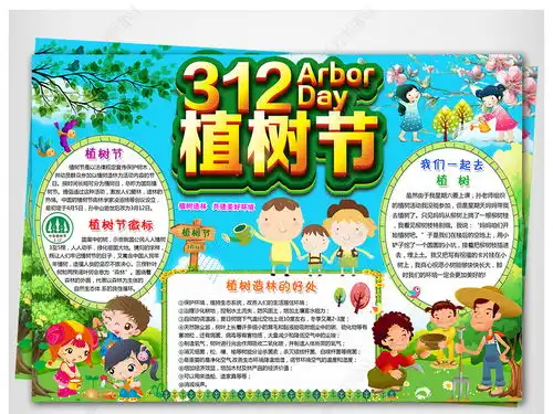 312植树节小报春天游环保绿色家园手抄电子小报素材wordps图片模板下载
