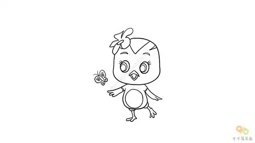 萌鸡小队朵朵简笔画步骤图
