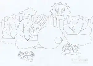 简笔画采蘑菇的小白兔
