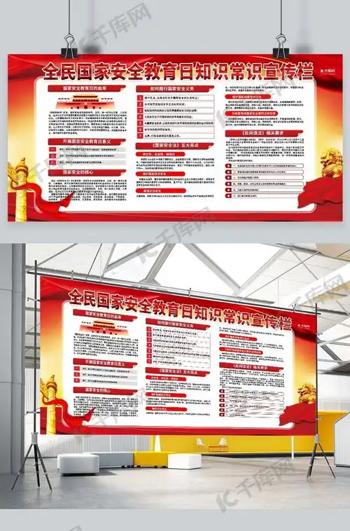 安全教育国家安全红色简约校园展板海报模板下载千库网
