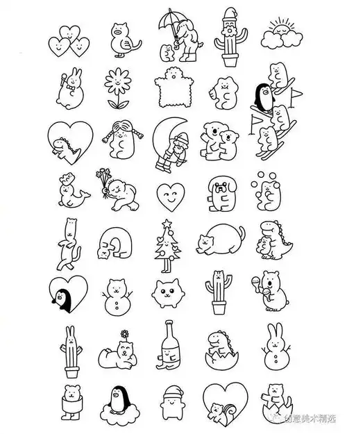 100个可爱元素简笔画手账素材
