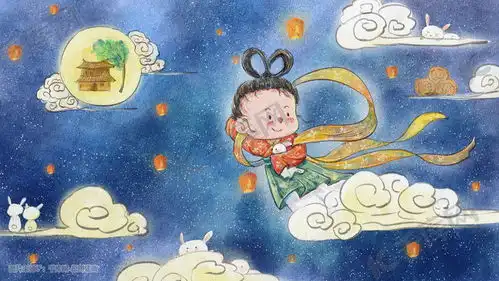 中秋节之嫦娥奔月故事中秋插画图片千库网
