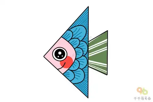 形状变动物用三角形画小鱼简笔画
