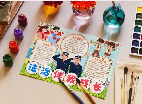 法治伴我成长普法学法小报手抄报模版word模板下载成长
