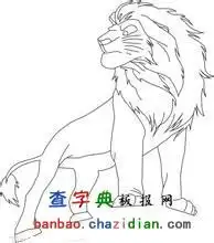 庄严的雄狮简笔画

