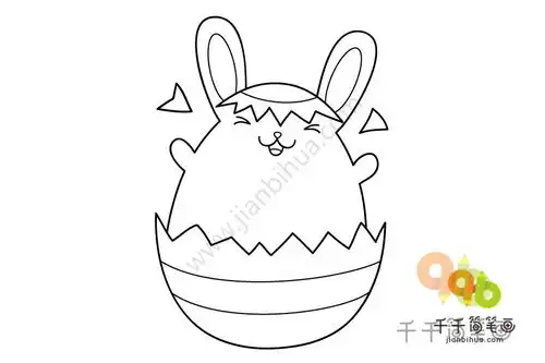 5种最萌兔子简笔涂色画
