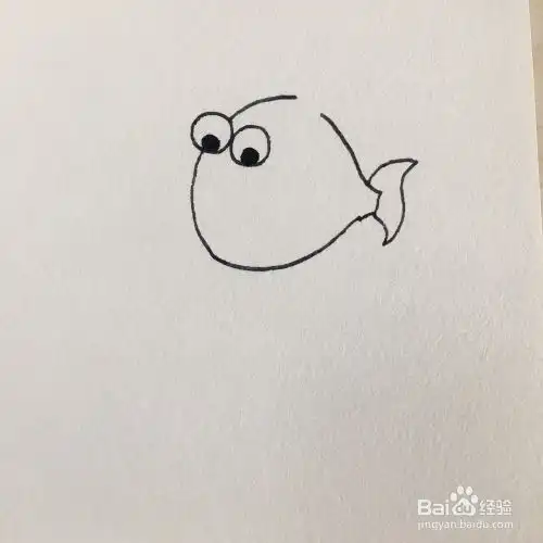 怎么画海底两只相爱的小鱼简笔画
