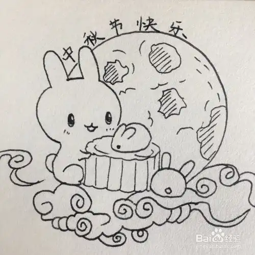 如何画中秋节海报简笔画
