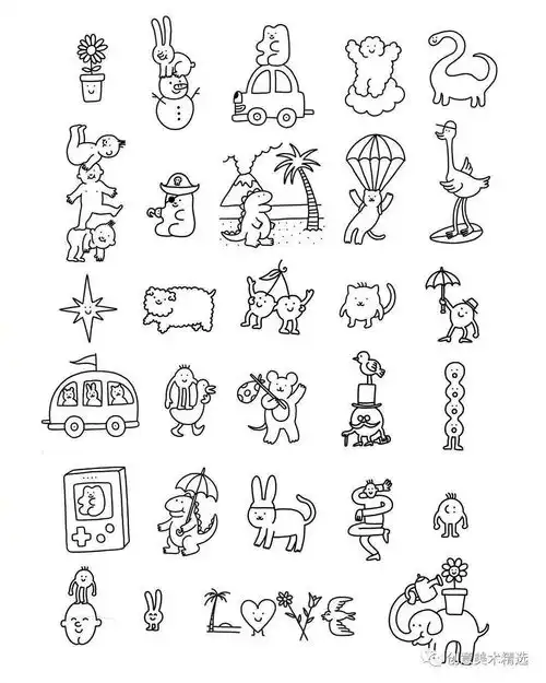 100个可爱元素简笔画手账素材
