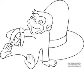 贪吃的猴子简笔画图片
