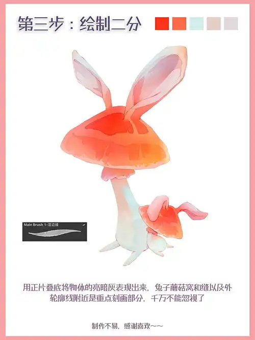 兔子蘑菇绘画过程分享兔年一定要画小兔子啊
