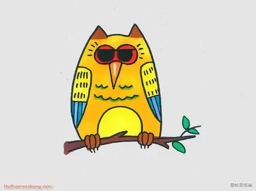 可爱猫头鹰简笔画
