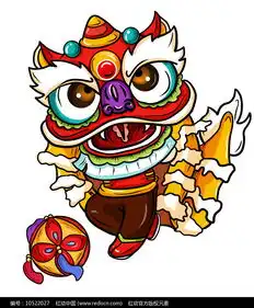 原创元素手绘新年狮子红动网

